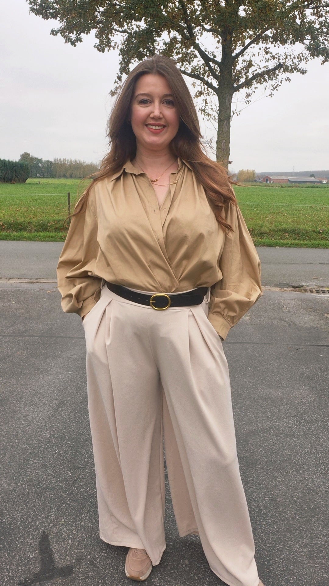 Katoen blouse met pofmouwen