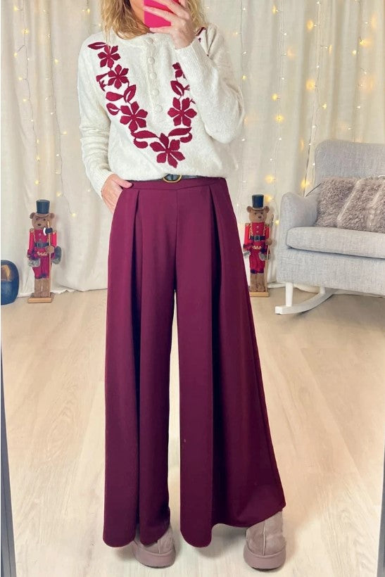 Wijde damesbroek met riem – superflaterend & comfy kameel - RABOLLA