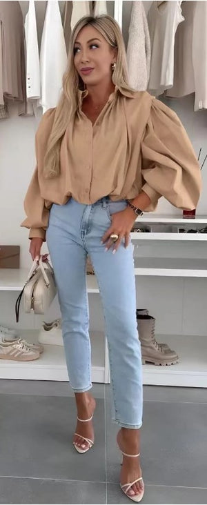 Katoen blouse met pofmouwen - RABOLLA