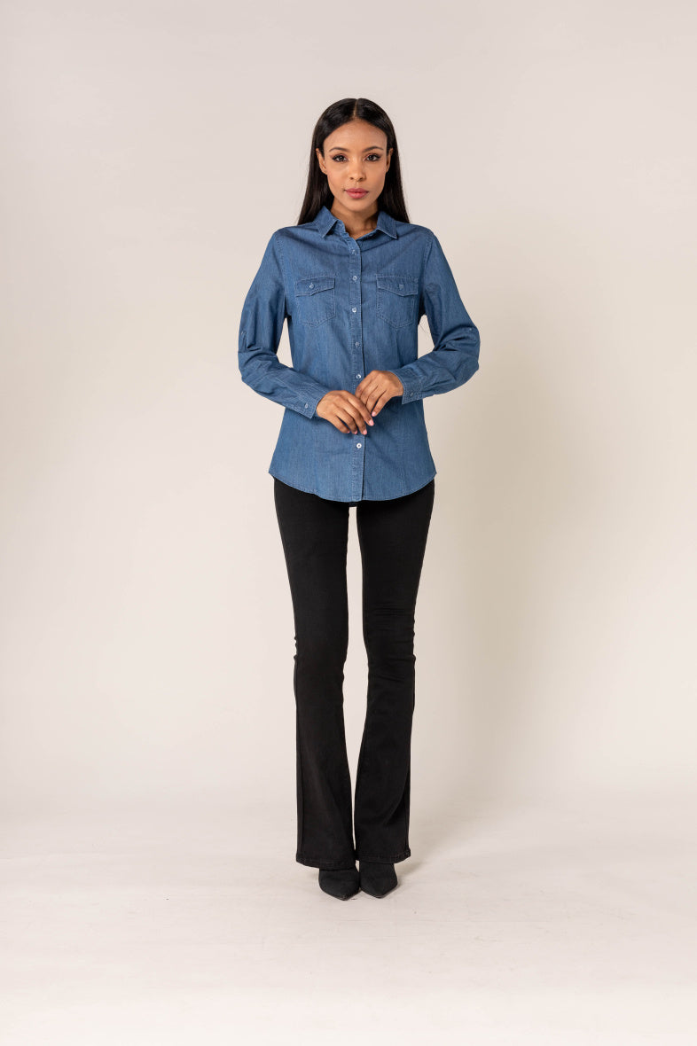 Blouse in jeans-stijl