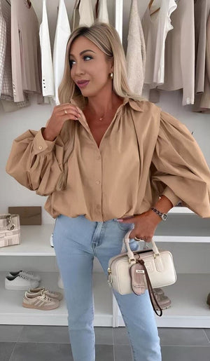 Katoen blouse met pofmouwen - RABOLLA