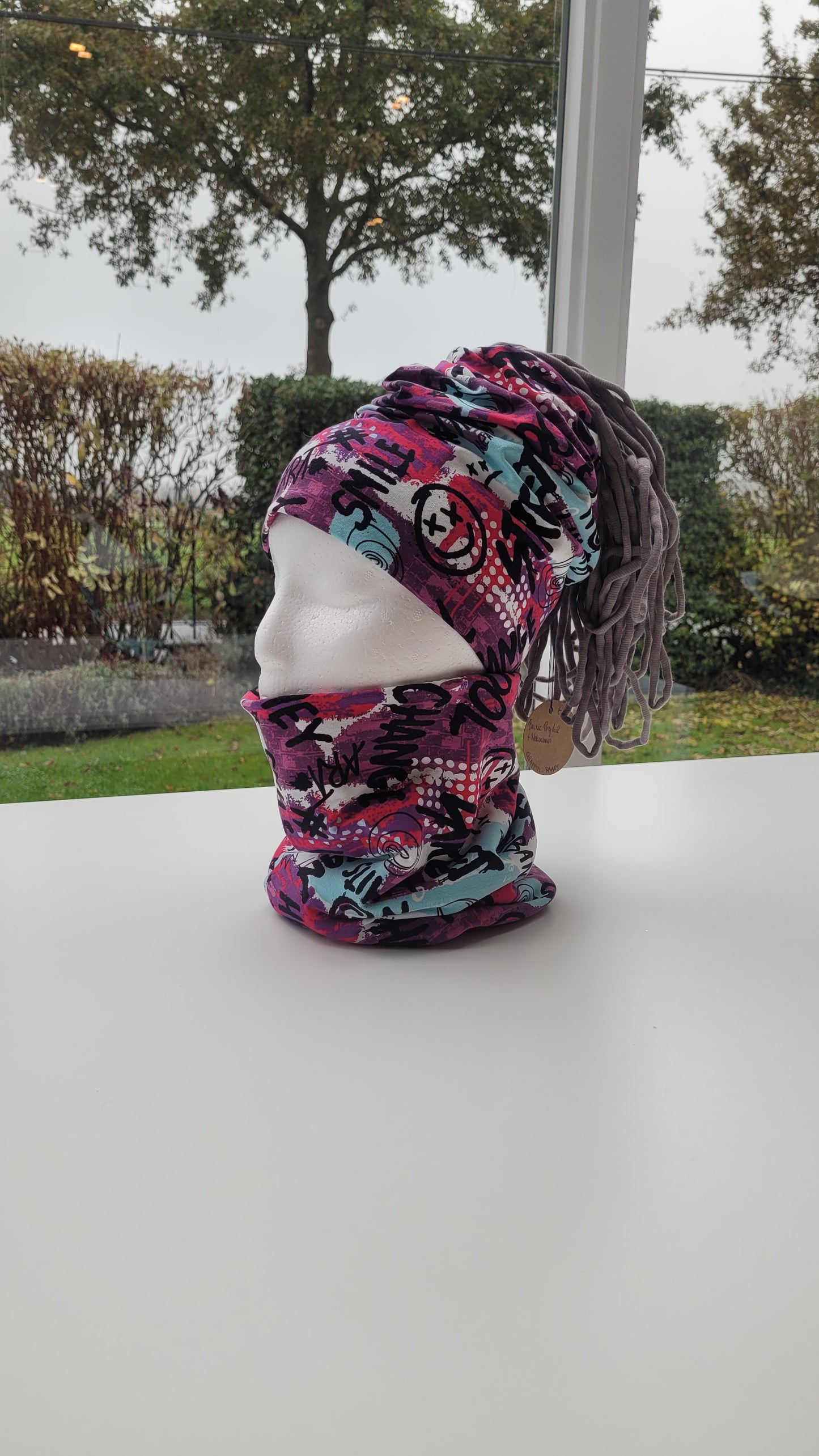 Fleece Gevoerde Nekwarmer & Muts in Eén met Ponytail Opening - GRP