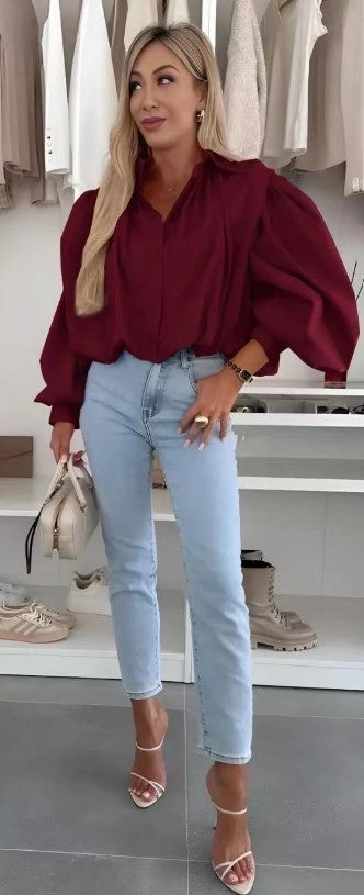 Katoen blouse met pofmouwen - RABOLLA