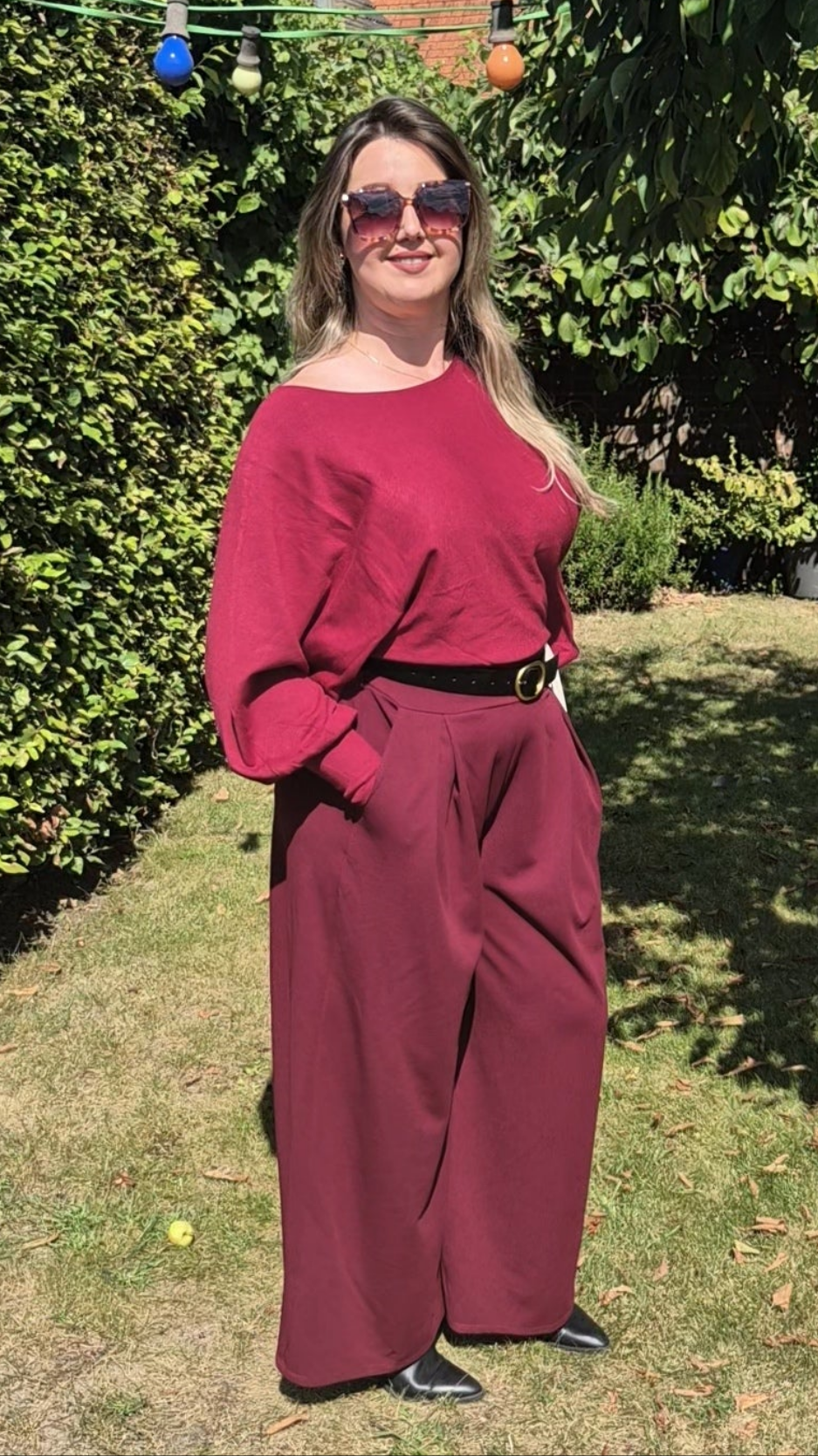 Relaxed sweater met lange mouwen bordo