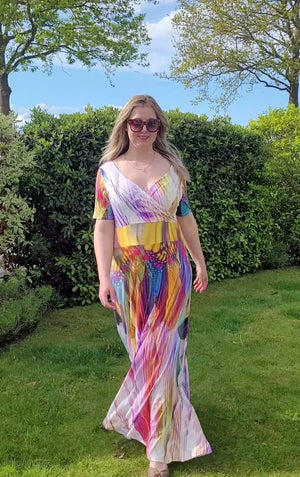 Lange jurk Fantasie feathers - RABOLLA