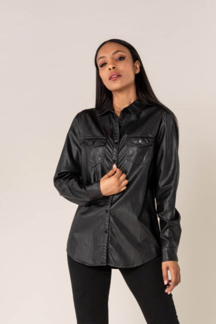 Blouse Noir Leather Look